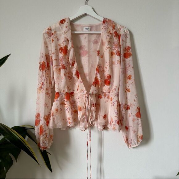 Wilfred Aritzia Nadine Floral Wrap Top Size XXS - Picture 5 of 11